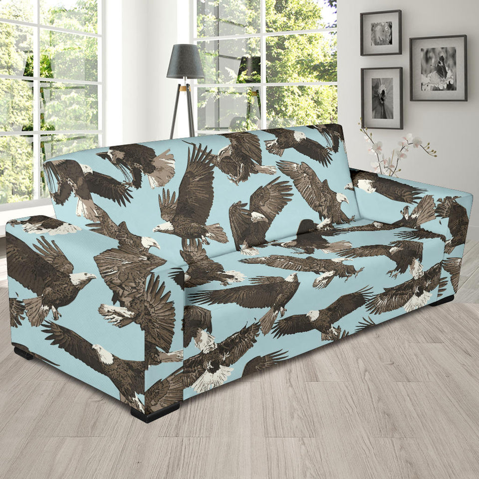Eagle Pattern Print Design 01 Sofa Slipcover