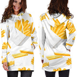 French Fries White Paper Box Pattern Women'S Hoodie Dress