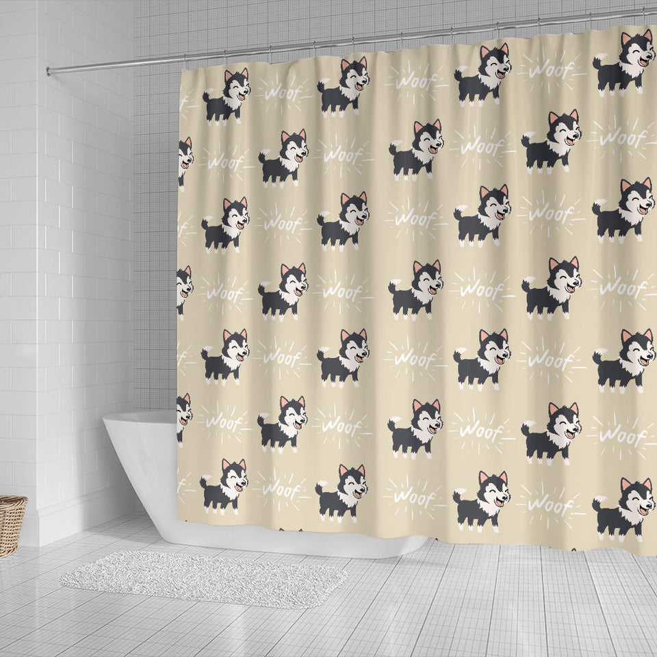 Cute Siberian Husky Shower Curtain Fulfilled In US