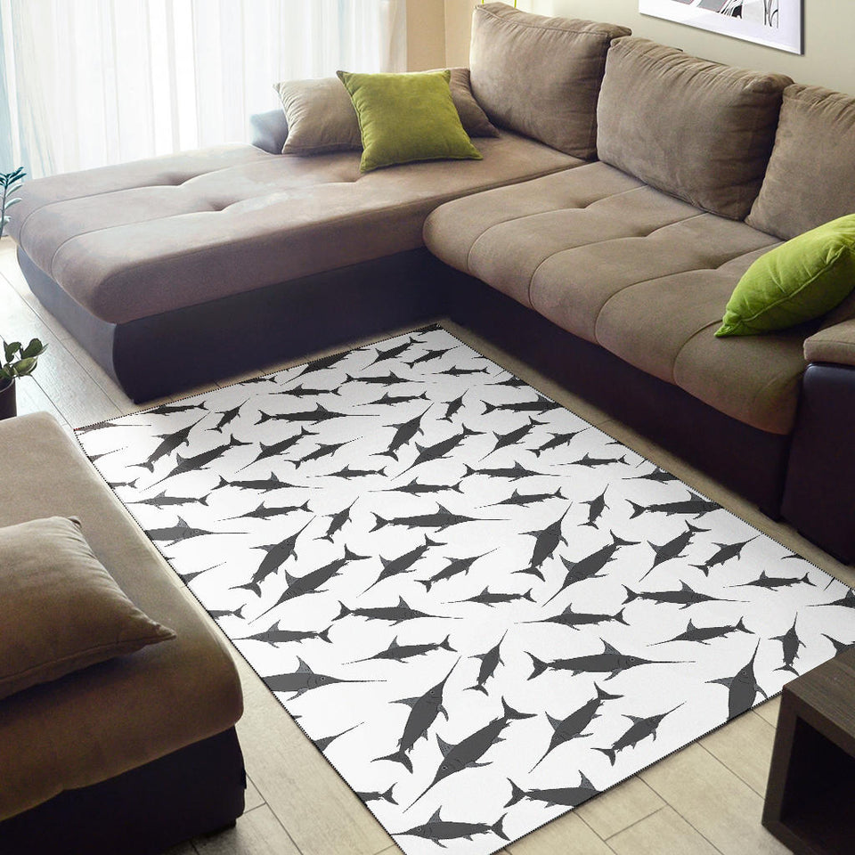 Swordfish Pattern Print Design 04 Area Rug