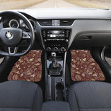 Coffee Bean Flower Pattern Front And Back Car Mats