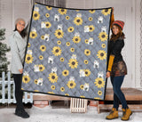 Cute Hamster Sunflower Pattern Background Premium Quilt