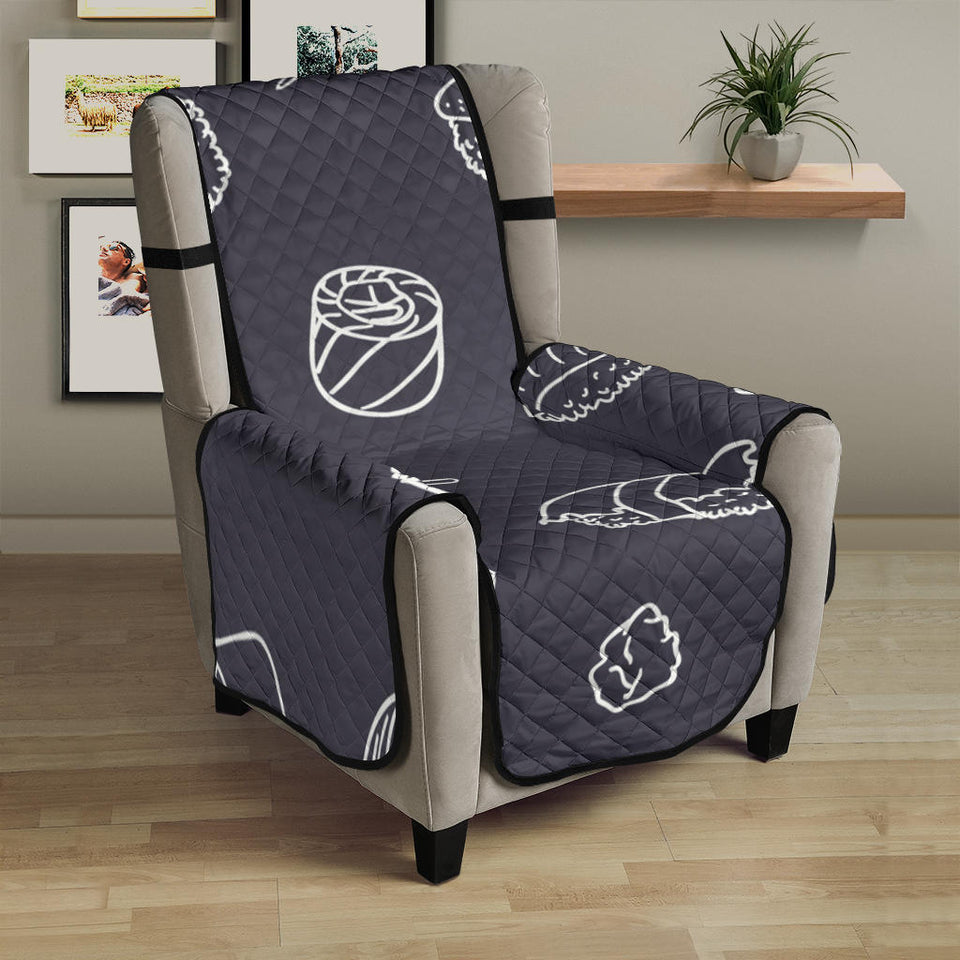 sushi pattern black background Chair Cover Protector