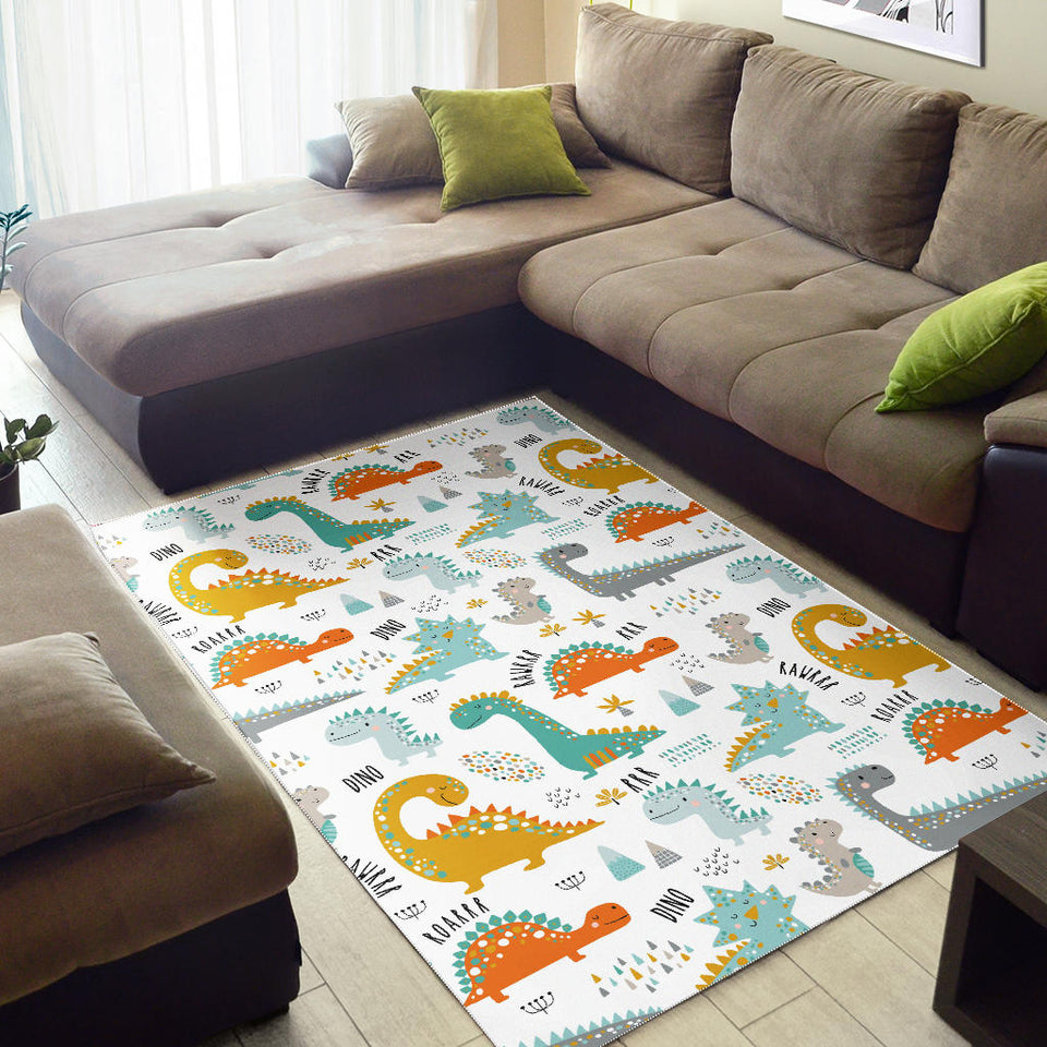 Cute Funny Kids Dinosaurs Pattern Area Rug