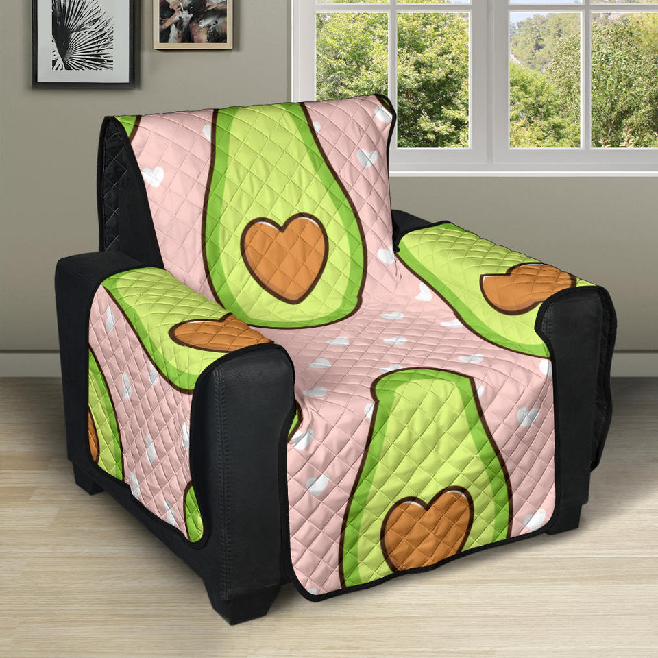 Avocado heart pink background Recliner Cover Protector