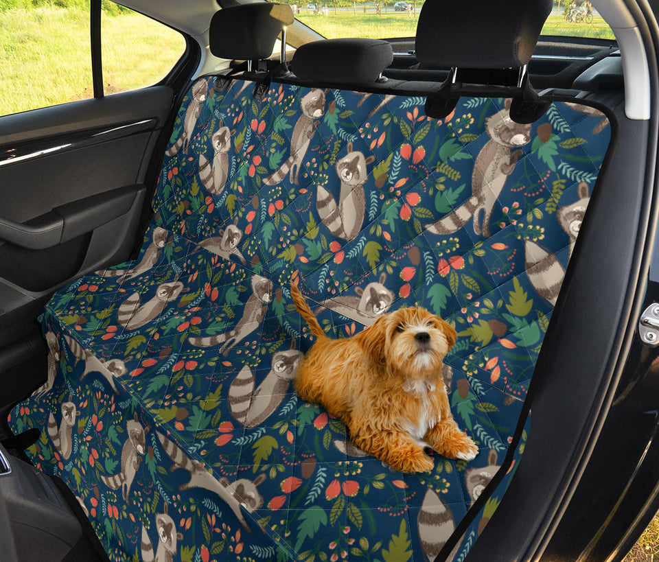 Raccoon Tropical Leaves Pattern Dog Car Seat Covers