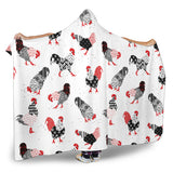 Cool Rooster Chicken Cock Floral Ornament Background Hooded Blanket