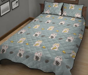 Cute hamster cheese pattern Quilt Bed Set