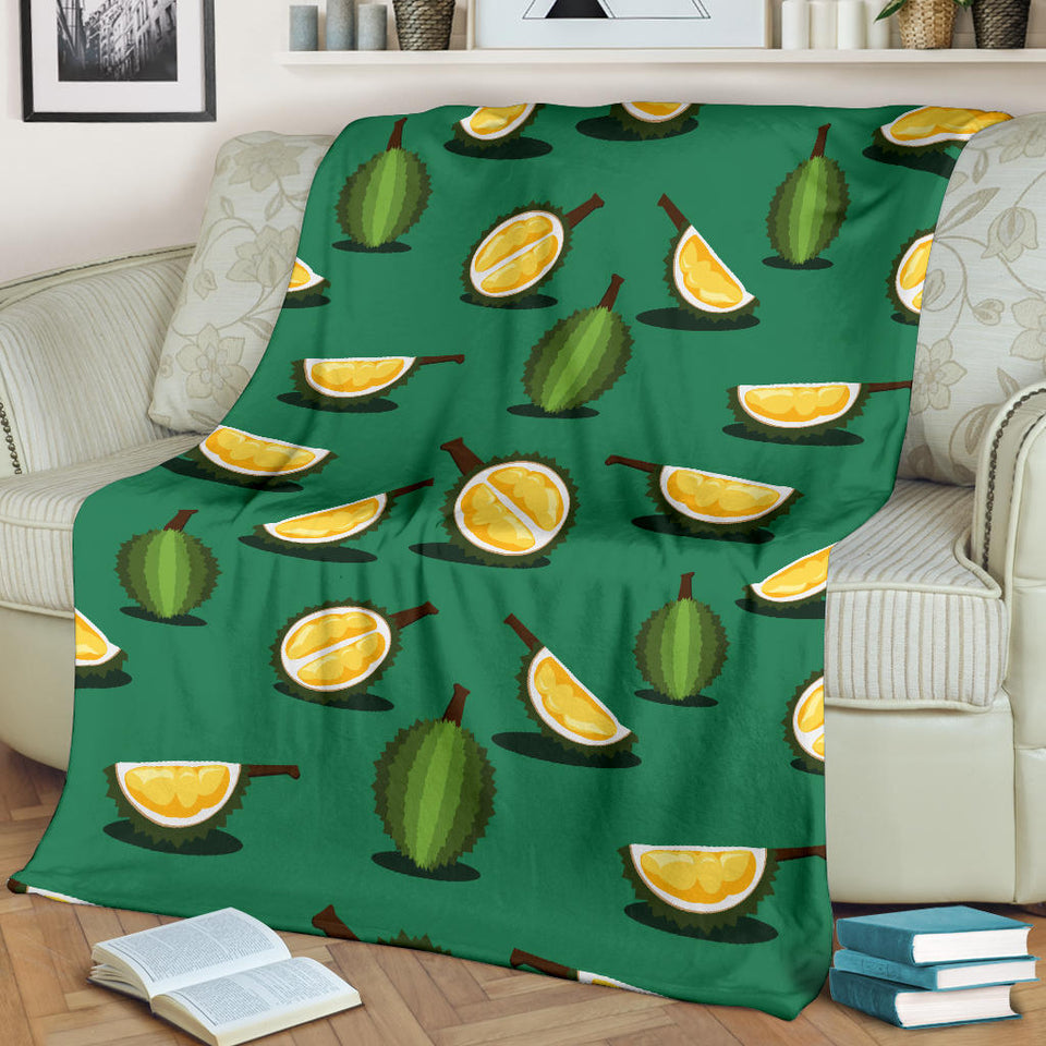 Durian Pattern Green Background Premium Blanket
