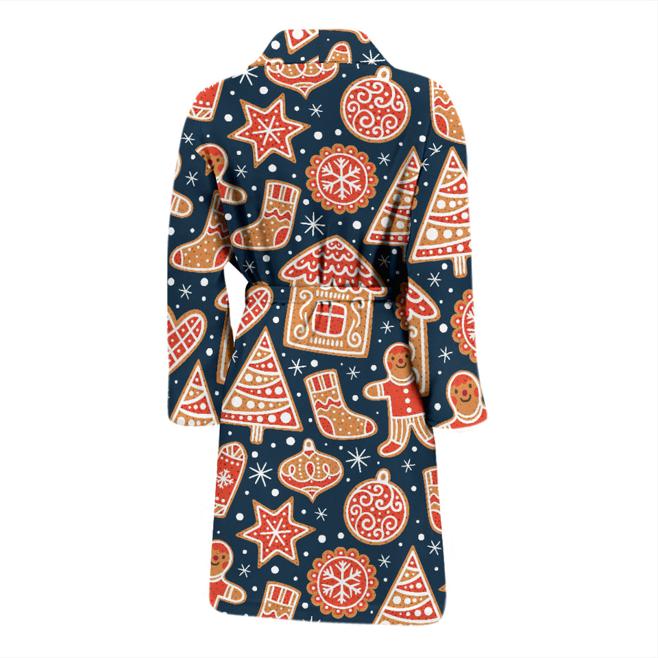 Christmas Gingerbread Cookie Pattern Men'S Bathrobe