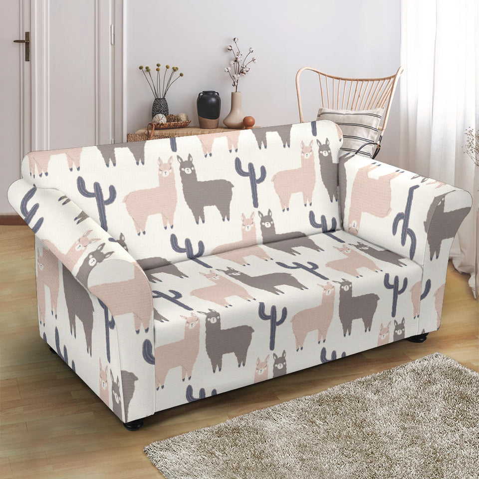 Llama Alpaca Pattern Loveseat Couch Slipcover