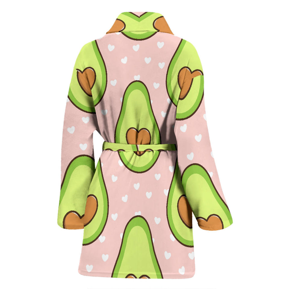 Avocado Heart Pink Background Women'S Bathrobe