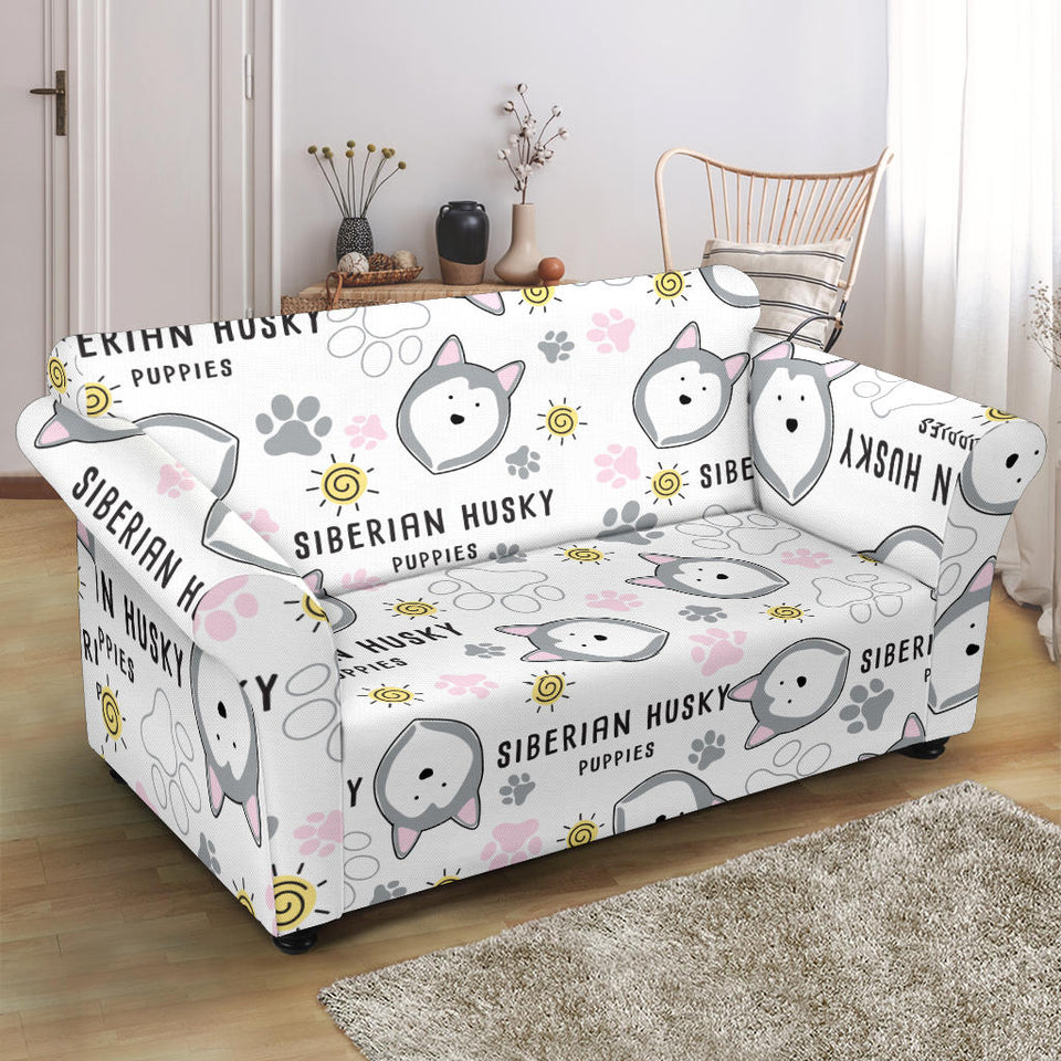 Siberian Husky Design Pattern Loveseat Couch Slipcover