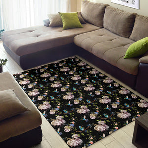 Hummingbird Pattern Print Design 03 Area Rug