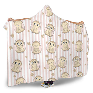 Cute Owl Leaf Hooded Blanket