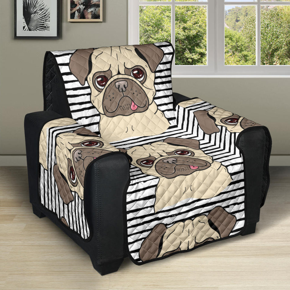 Happy pug pattern Recliner Cover Protector