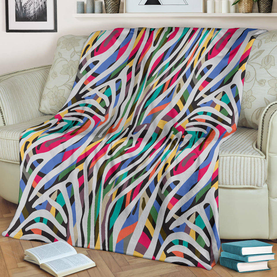 Colorful Zebra Skin Pattern Premium Blanket