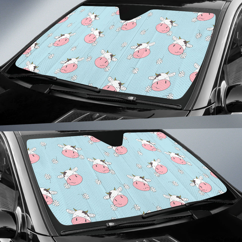 Cute Cow Flower Pattern Car Sun Shade