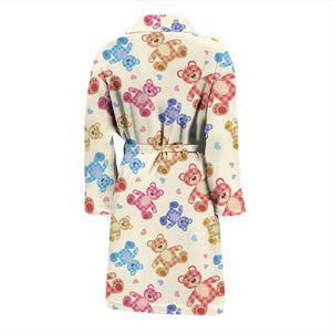 Teddy Bear Pattern Print Design 05 Men's Bathrobe