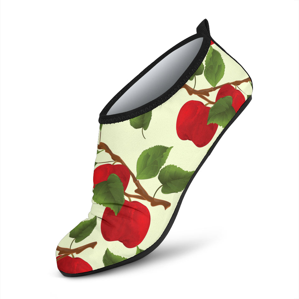 Red Apples Leaves Pattern Aqua Shoes