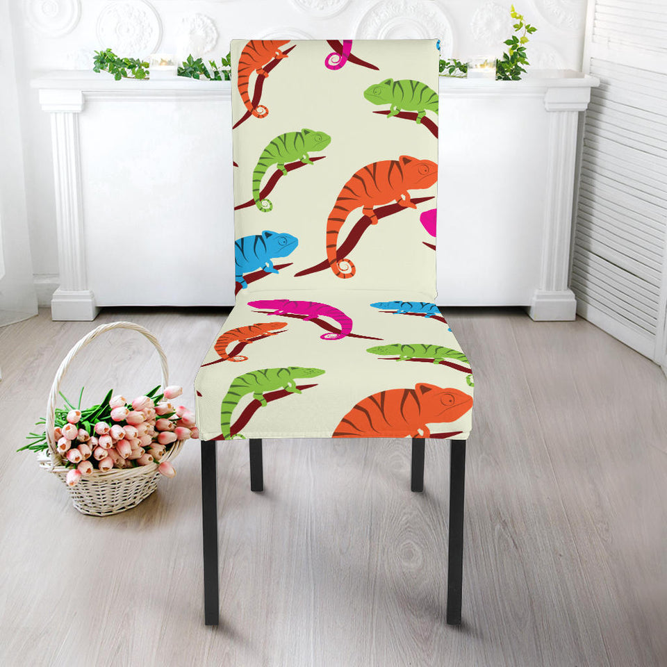 Colorful Chameleon Lizard Pattern Dining Chair Slipcover