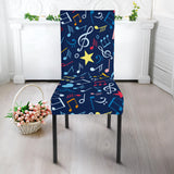 Music Notes Pattern Print Design 03 Dining Chair Slipcover