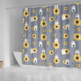 Cute Hamster Sunflower Pattern Background Shower Curtain Fulfilled In US