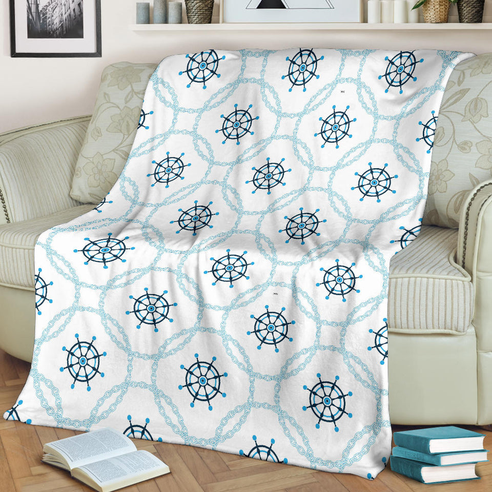 Nautical Steering Wheel Chain Premium Blanket