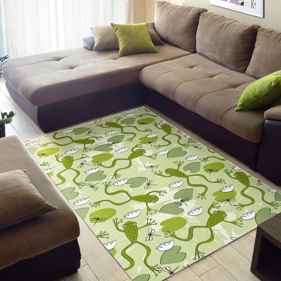 Cute Frog Dragonfly Pattern Area Rug
