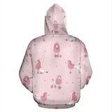 Poodle Dog Pink Color Theme Zip Up Hoodie