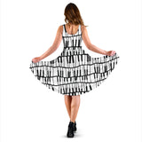 Piano Pattern Print Design 03 Sleeveless Midi Dress