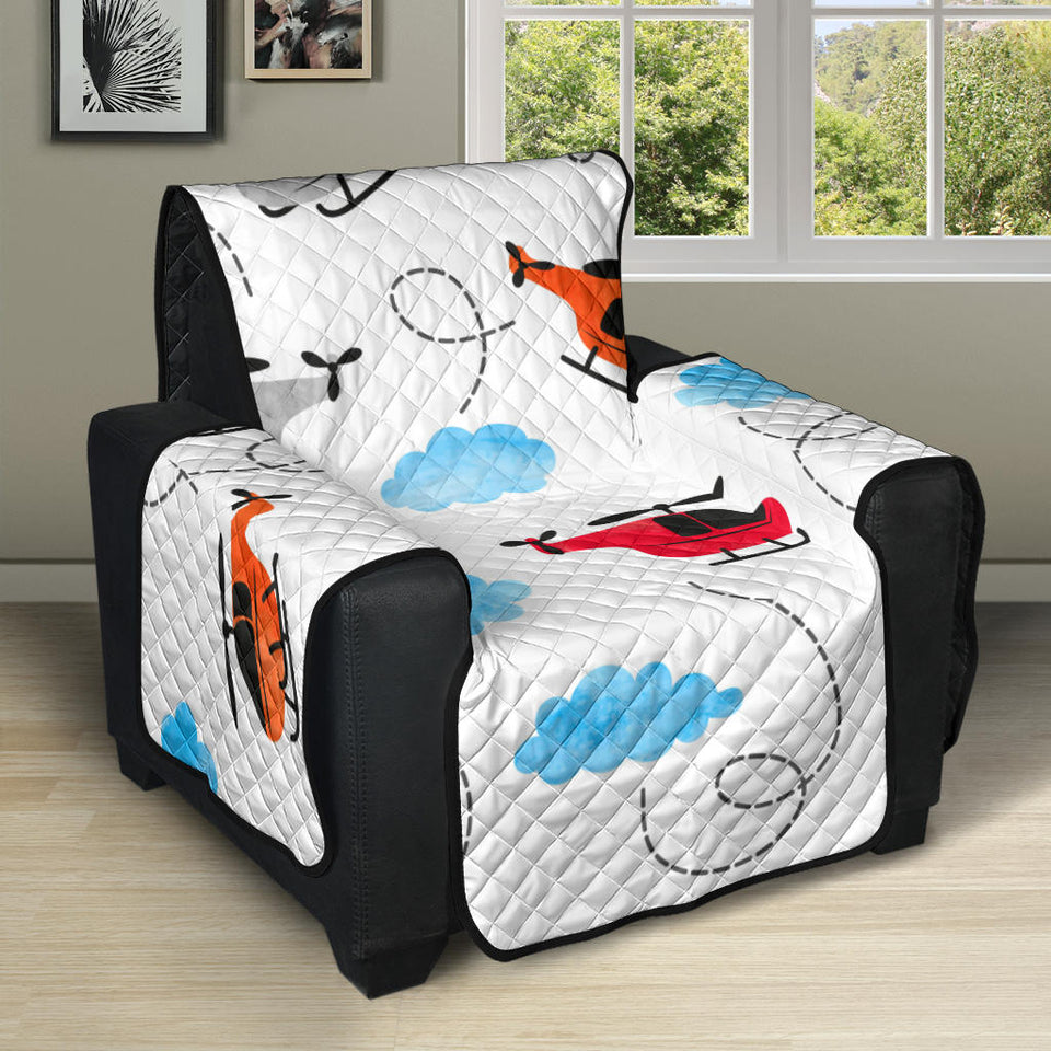 Watercolor helicopter cloud pattern Recliner Cover Protector