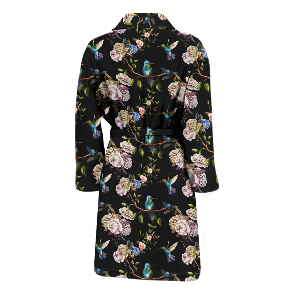 Hummingbird Pattern Print Design 03 Men's Bathrobe