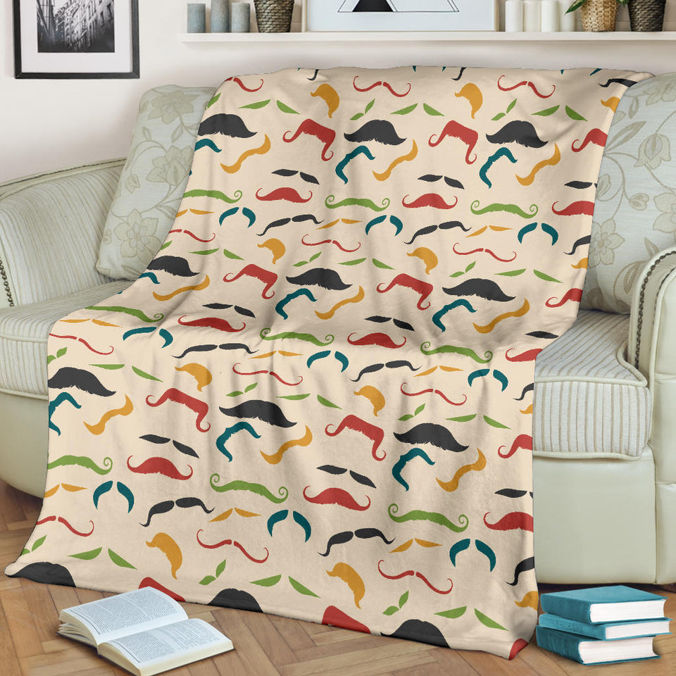Mustache Beard Pattern Print Design 03 Premium Blanket