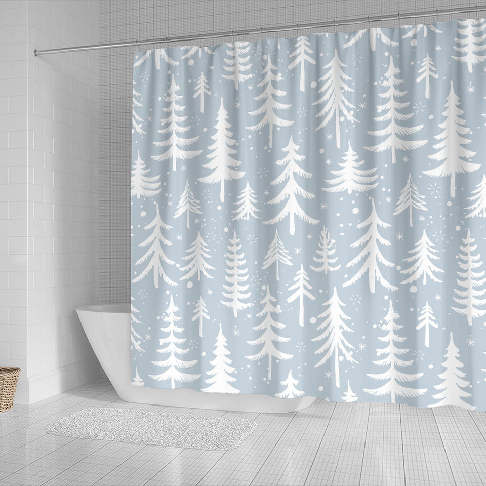 Christmas Tree Winter Forest Pattern Shower Curtain Fulfilled In US