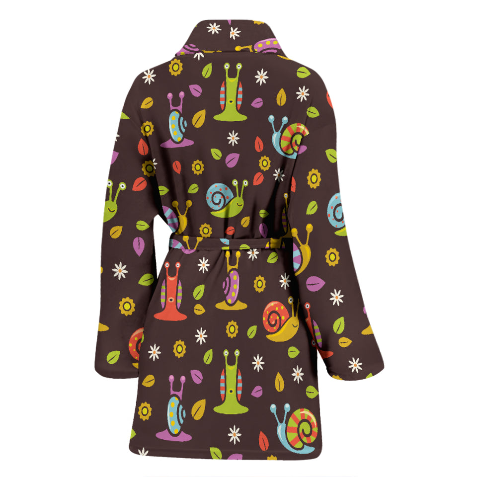 Snail Pattern Print Design 02 Women's Bathrobe