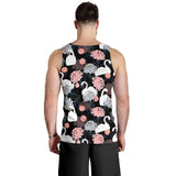 white swan blooming flower pattern Men Tank Top