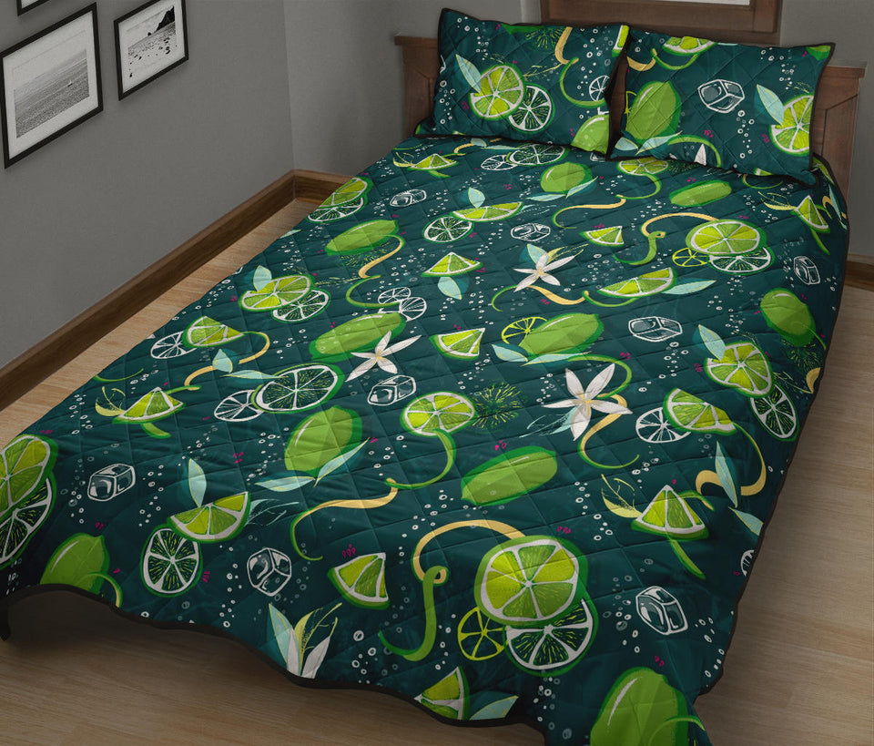 Lime ice flower pattern Quilt Bed Set