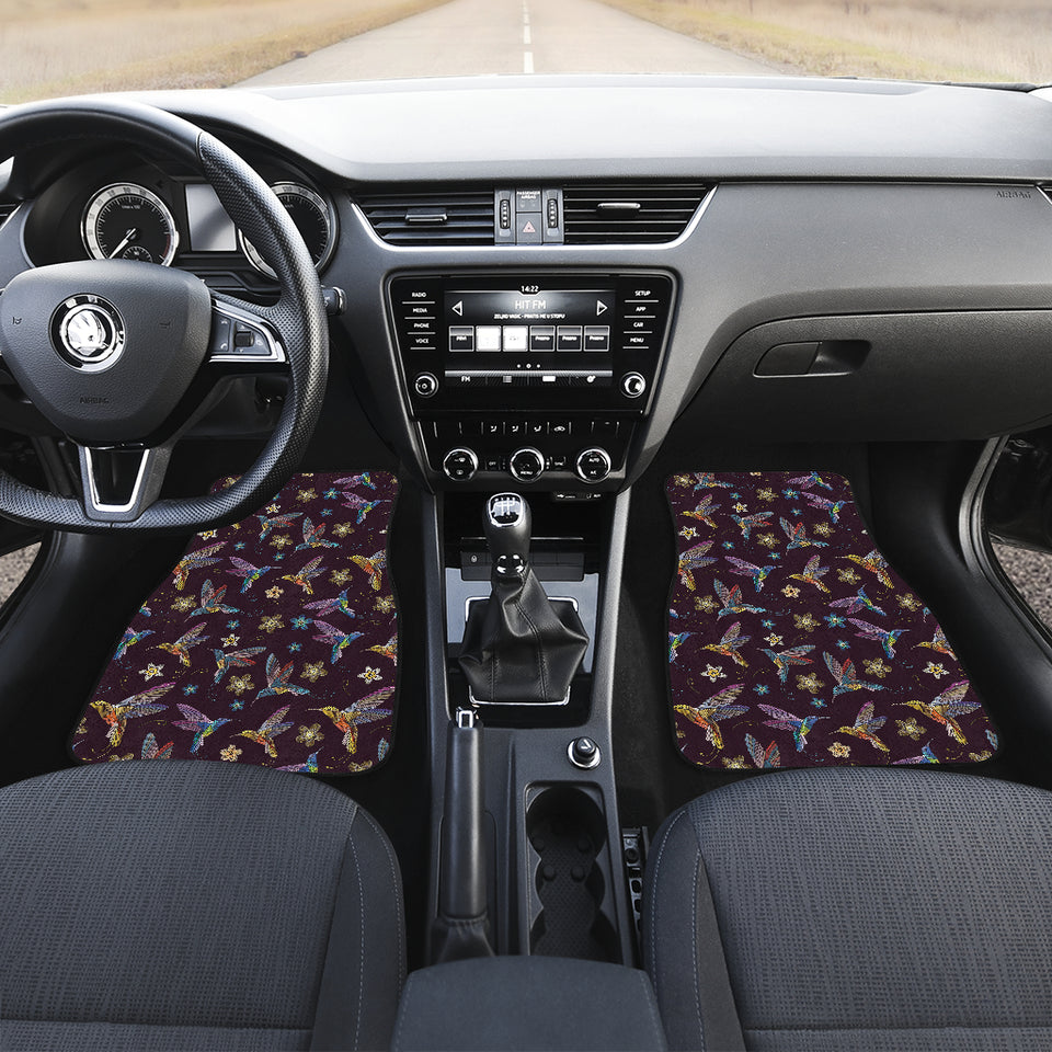 Hummingbird Pattern Print Design 04 Front and Back Car Mats