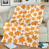 Orange Maple Leaf Pattern Premium Blanket