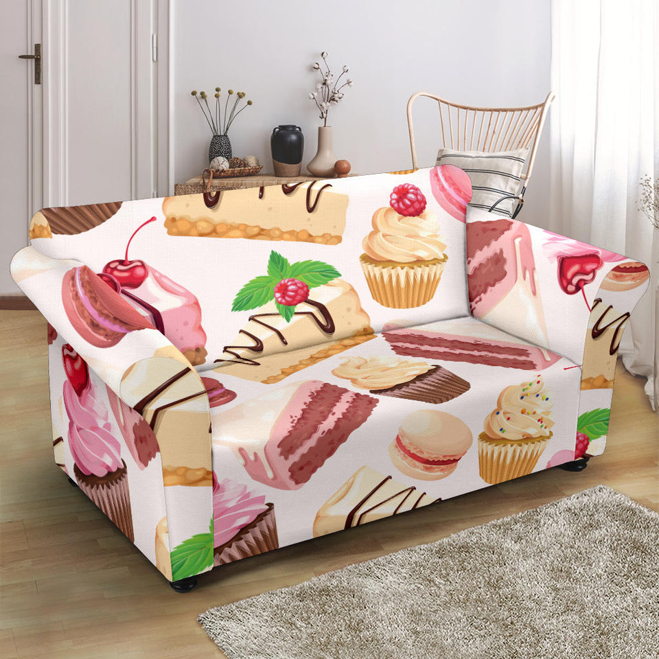Cake Cupcake Sweets Pattern Loveseat Couch Slipcover