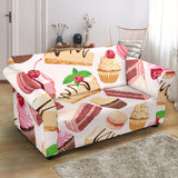 Cake Cupcake Sweets Pattern Loveseat Couch Slipcover