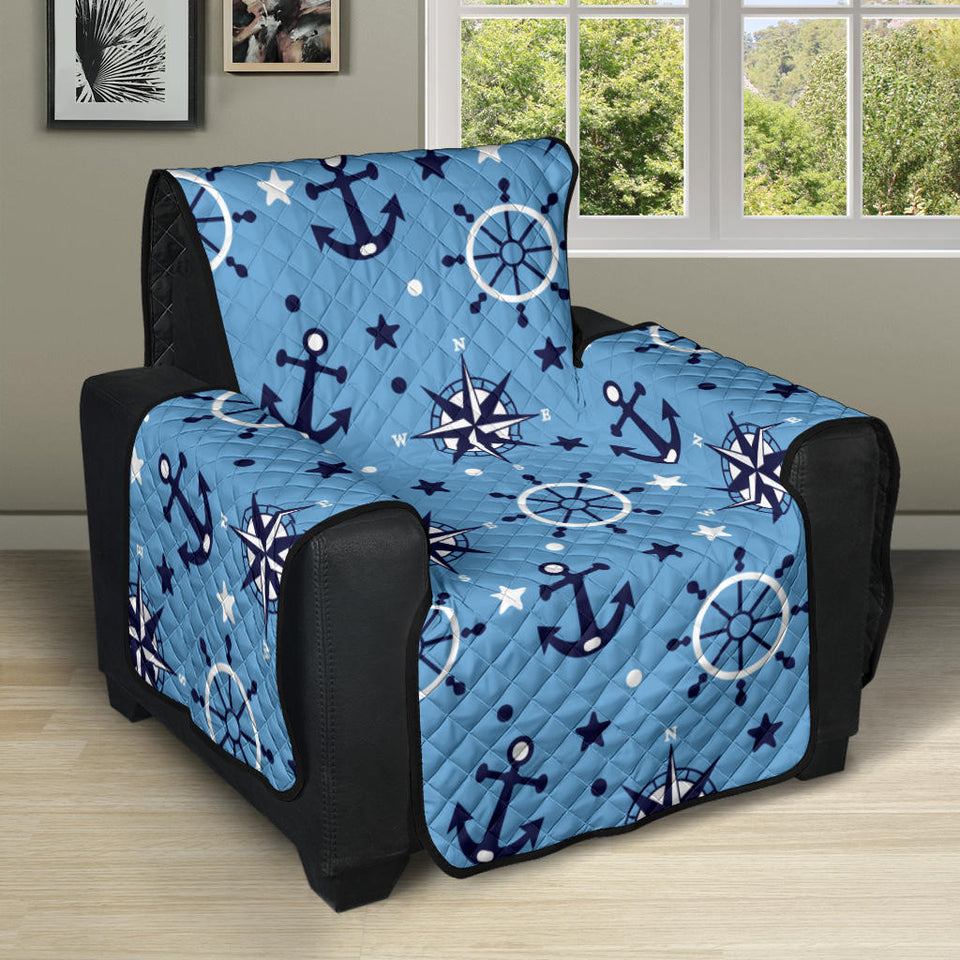 Anchors rudder compass star nautical pattern Recliner Cover Protector