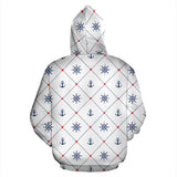 Anchor Rudder Nautical Design Pattern Men Women Pullover Hoodie
