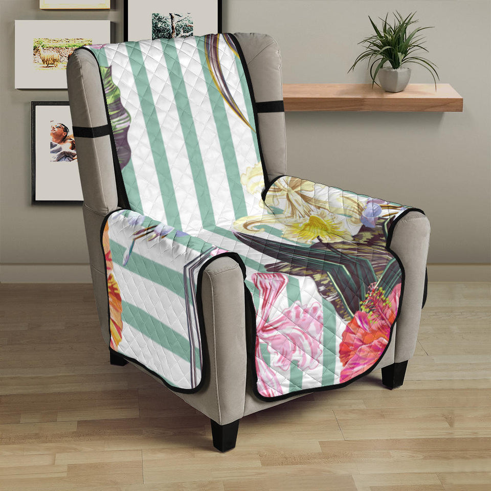 Colorful orchid flower pattern Chair Cover Protector