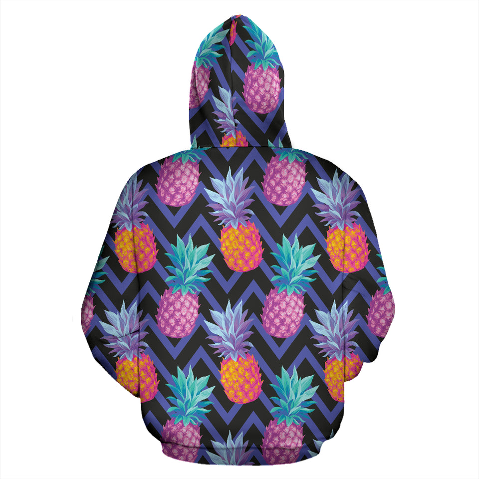 Pineapples Pattern Zigzag Background Zip Up Hoodie