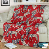 Zebra Abstract Red Background Premium Blanket