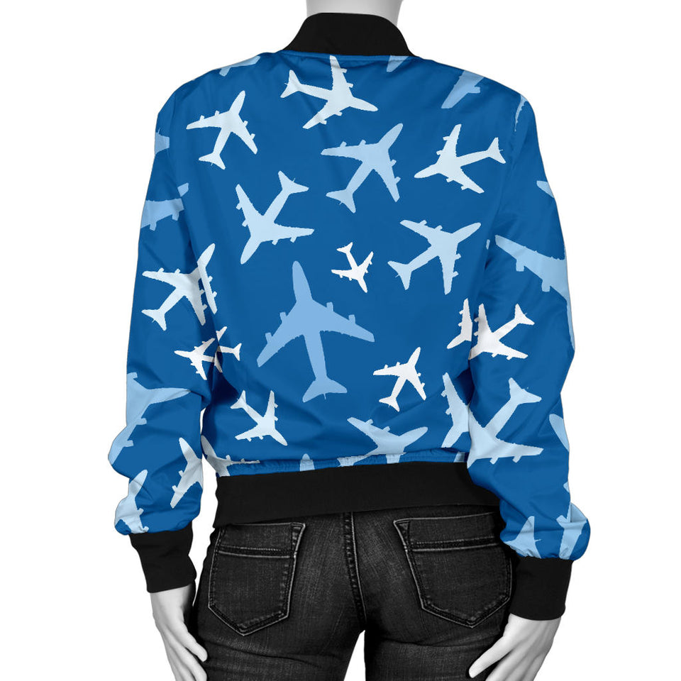 Airplane Pattern In The Sky Women'S Bomber Jacket
