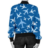 Airplane Pattern In The Sky Women'S Bomber Jacket