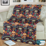 Sugar Skulls Flower Maxican Pattern Premium Blanket